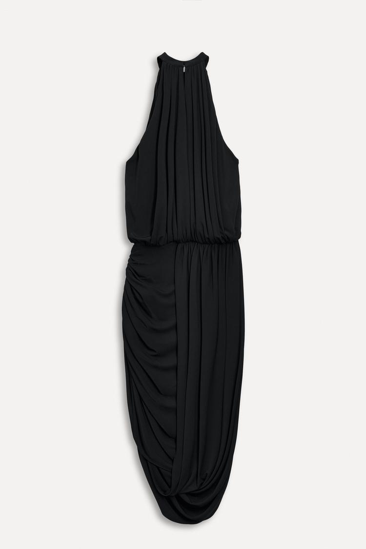 Vestido midi asimétrico con escote americano