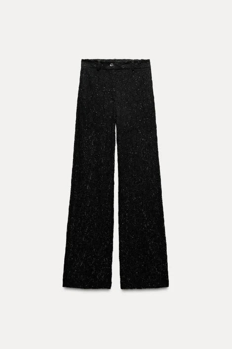 Pantalón de Encaje de Talle Alto