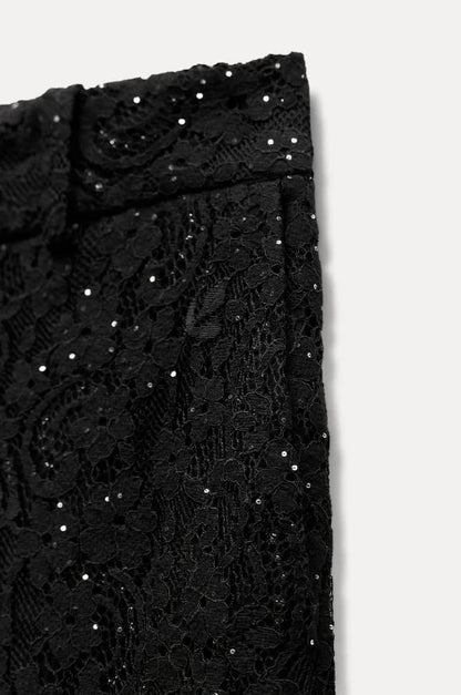 Pantalón de Encaje de Talle Alto
