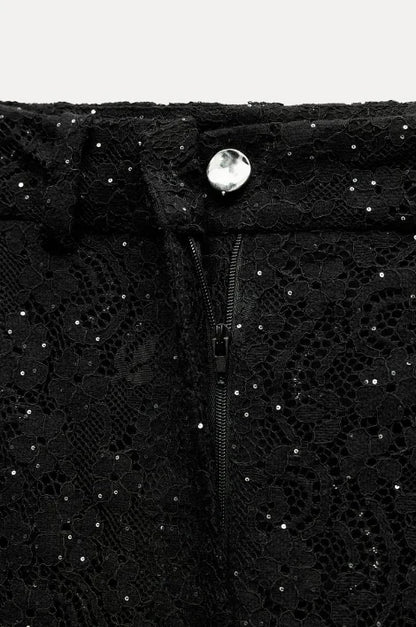 Pantalón de Encaje de Talle Alto