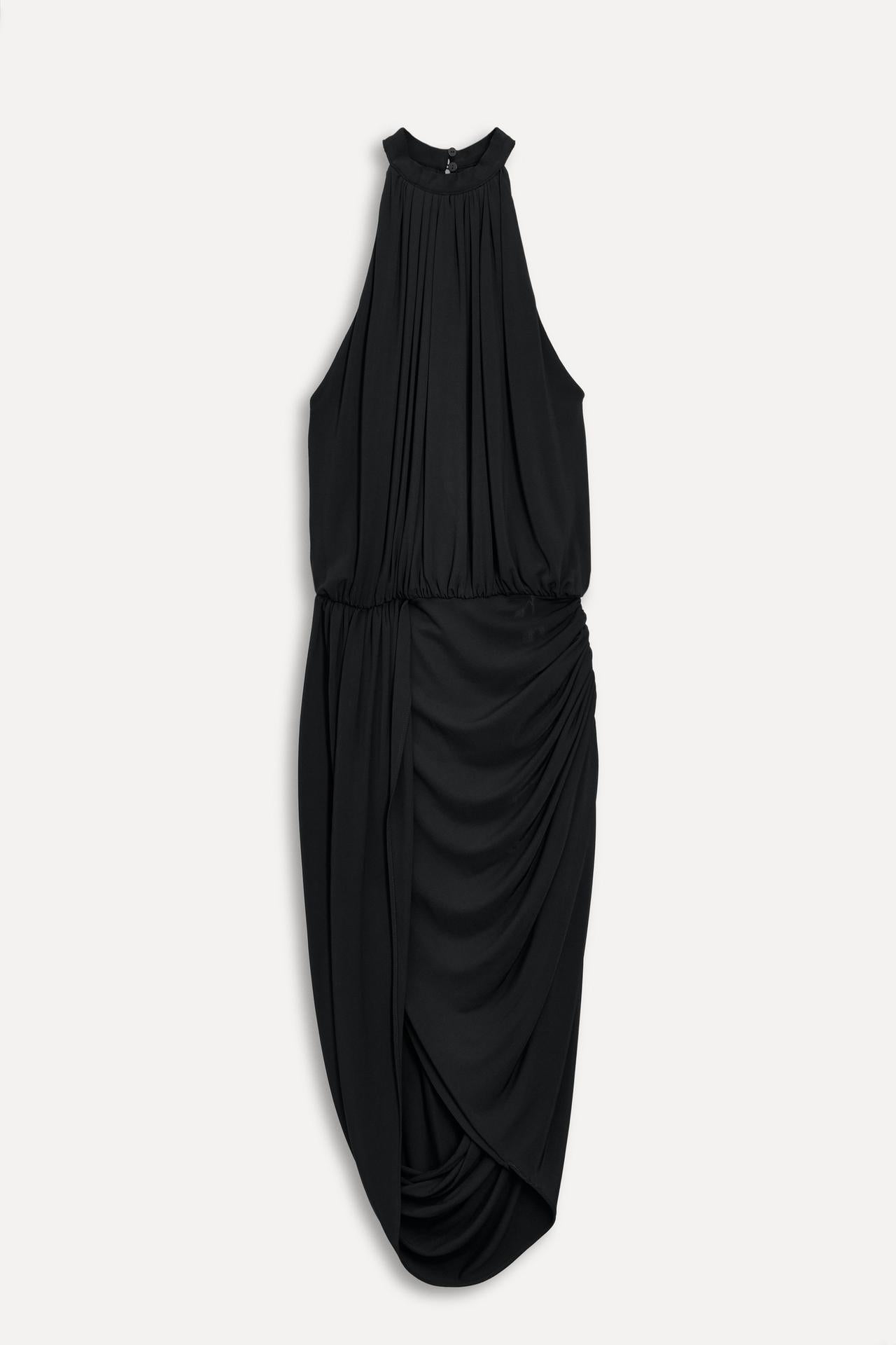 Vestido midi asimétrico con escote americano