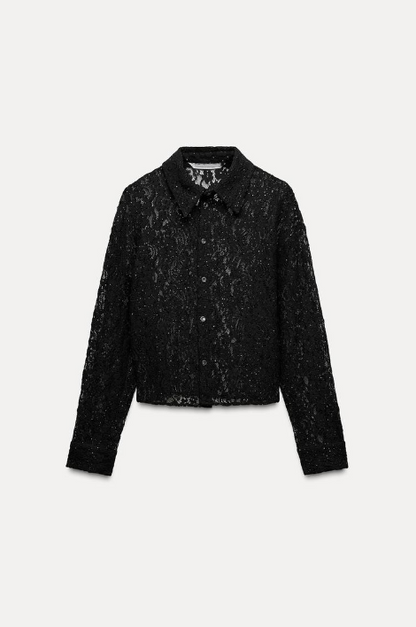 Blusa de Encaje con Lentejuelas